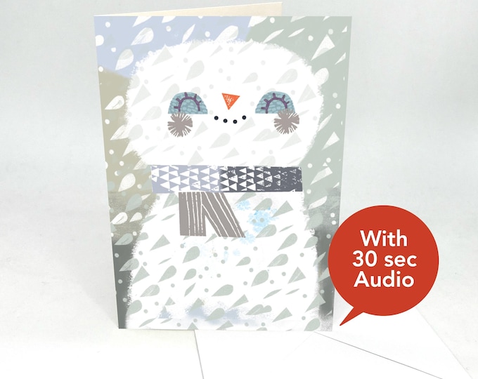 Recordable Audio Holiday Cards - Snowman - With 30 Seconds Audio