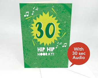 Recordable Audio Birthday Cards - 30th Birthday Greeting Cards -  With 30 second Audio