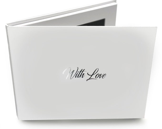 Personalised Video Memory Books With 'With Love' Silver Foil, 7" Video & Image Brochure, A5+ Hard Backed, Upload Your Own, 4GB memory