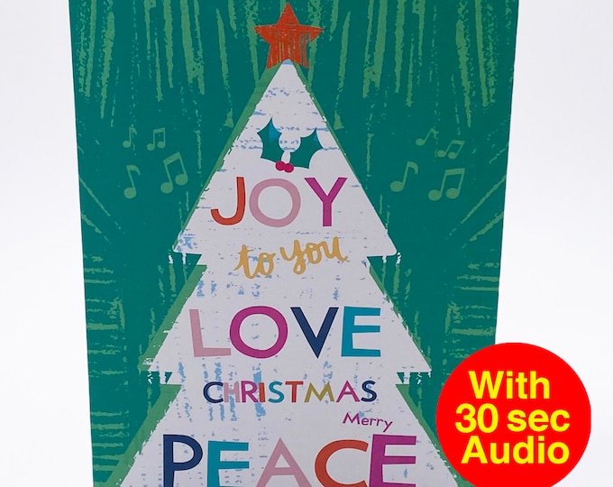 Recordable Audio Christmas Cards - Tree Joy - With 30 second Audio