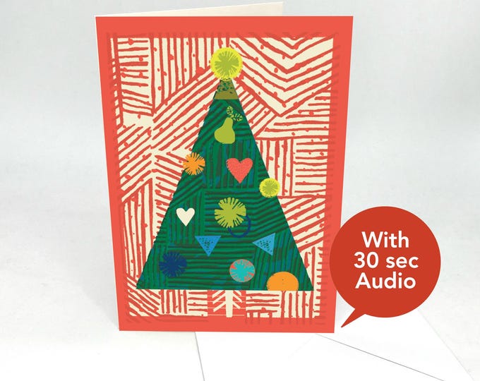 Recordable Audio Christmas Cards - Christmas Tree - With 30 Seconds Audio