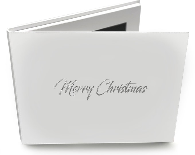 Personalised Video Memory Book With 'Merry Christmas' Silver Foil, 7" Video & Image Brochure, A5+ Hard Backed, Upload Your Own, 4GB memory