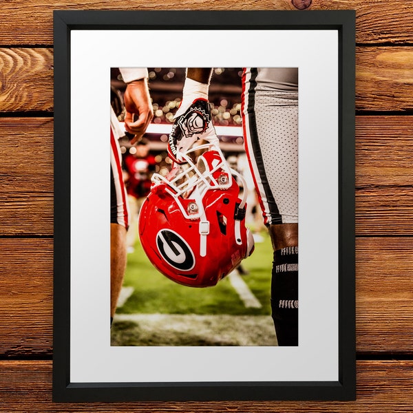 UGA: Georgia Bulldogs Power G Football Helmet Art Poster - Photo Picture Home Decor - Dawg Caves, Graduation, Dorm, Kids