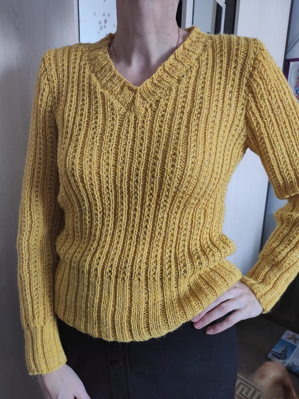 Hand knit alpaca sweater women Alpaca 100 Yellow knit Etsy