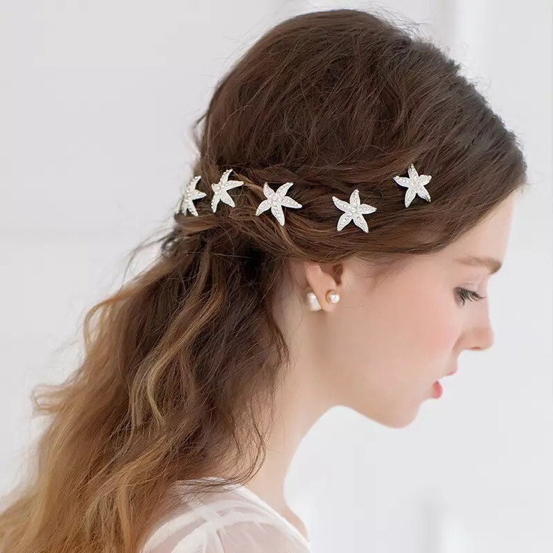 Rhinestone Starfish Hair Pin Bridal Beach Wedding Crystal Etsy