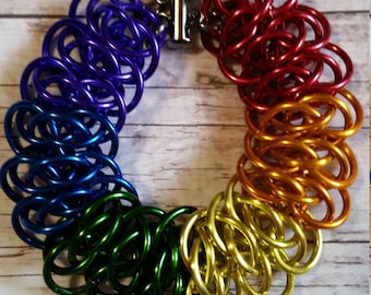 Rainbow chainmaille bracelet - Gay Pride - Viperscale