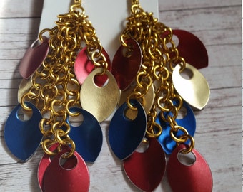 Wonder Woman inspired chandelier chainmaille earrings