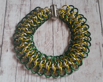 Pulsera de malla Crotalus inspirada en los Green Bay Packers