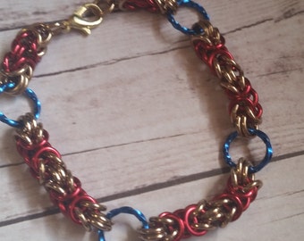 Wonder Woman inspired byzantine chainmaille bracelet