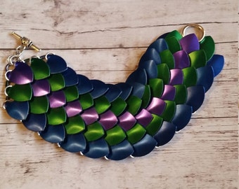 Peacock inspired scale cuff bracelet