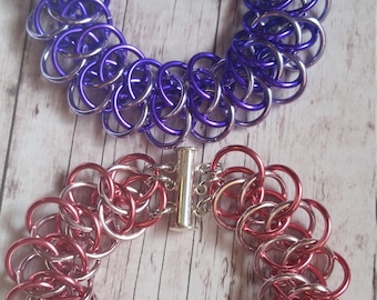Pink on pink, purple on purple arkham chainmaille bracelet