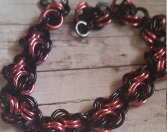 Pulsera de cadena de doble nube rosa y negro
