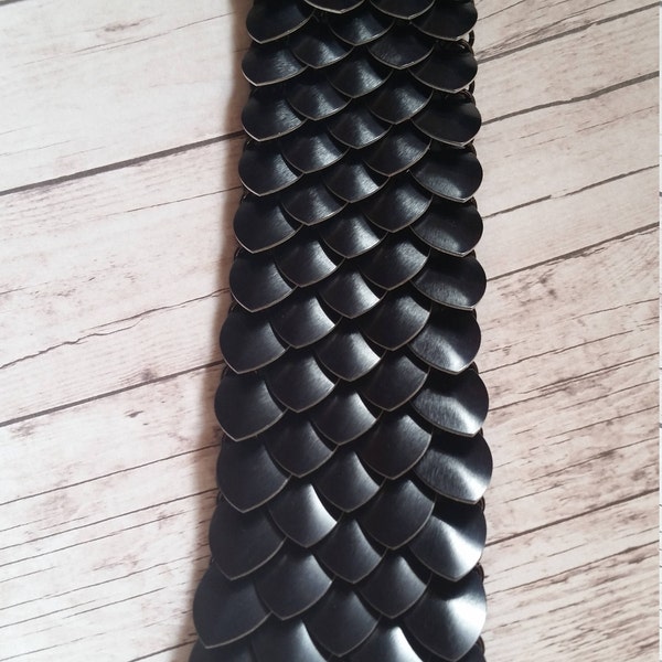 Black scalemaille cuff bracelet