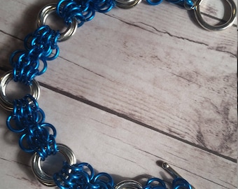 Pulsera de la cadena de la mariposa - plata azul - aluminio anodizado