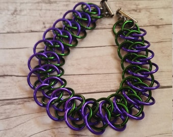 Hulk/Joker inspired Arkham chainmaille bracelet