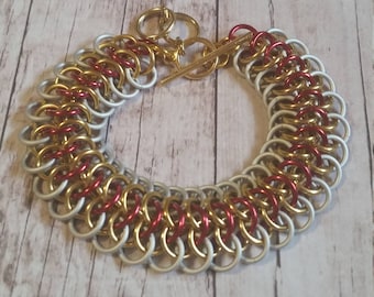 She-Ra inspired chainmaille bracelet - Crotalus weave