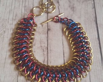 Wonder Woman inspired Crotalus weave chainmaille bracelet