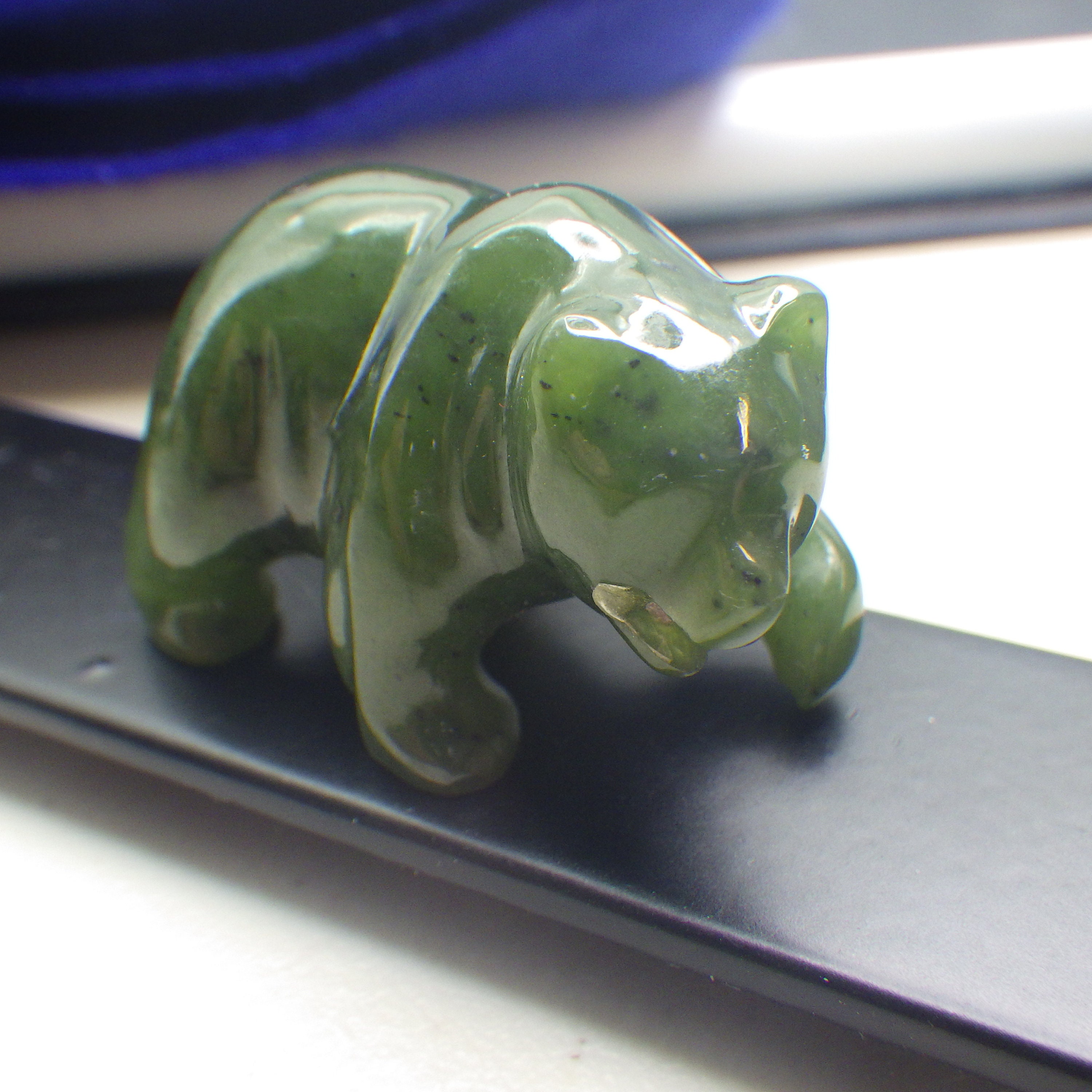 Jade Bear Statuette Green Gemstone His or Hers Vintage Etsy