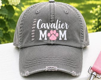 Embroidered Cavalier Mom Hat: King Charles Spaniel Dog Women's Baseball Cap Gift