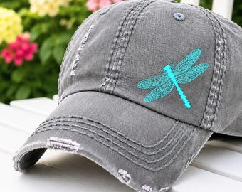 Women's Dragonfly Baseball Cap Hat, Accessories for Nature Lover, Embroidered, Gift Clothing Present