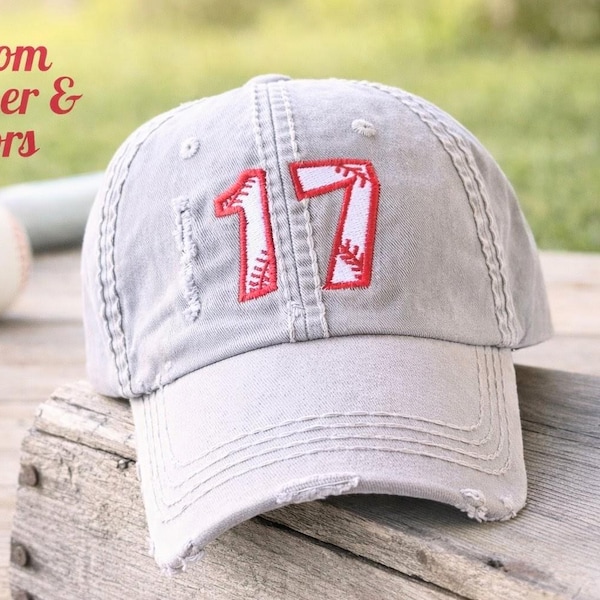 Baseball number font print cap, team jersey sport hat, mom spring training games gift