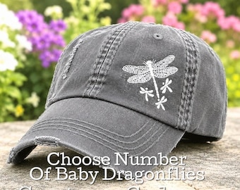 Women's Dragonfly Baseball Cap: Custom Number of Babies, Dragonflies Hat, Gift Clothing