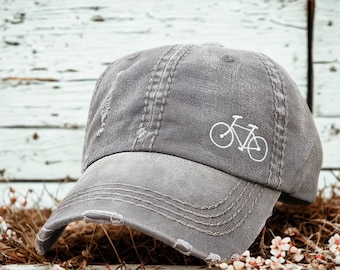 Embroidered Bicycle Hat: Women's Baseball Cap, Small Road Bike In Corner, Gift Clothing