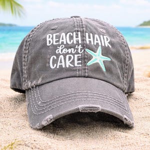 Beach Hair Don't Care Starfish Baseball Cap: Women's Hat, Funny, Gift Clothing Present Lover