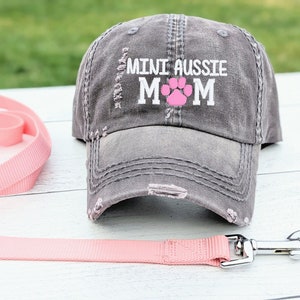 Women's Mini Aussie Dog Mom Hat, Miniature Australian Shepherd Baseball Cap, Cute Gift for Owner Her Wife Mama, Cute Embroidered Present