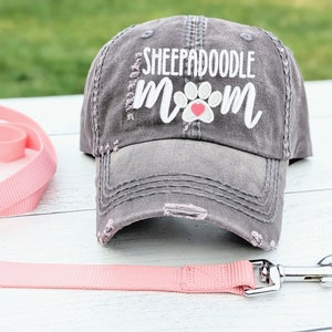 Sheepadoodle dog hat, sheepadoodle mom or mama baseball cap, cute gift clothing embroidered sewn present for her wife mom friend birthday image 1