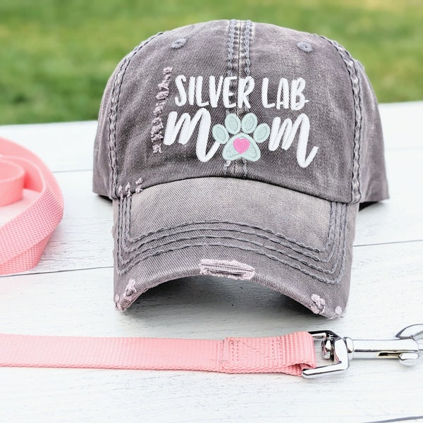 Silver lab mom hat, silver labrador hat, silver lab baseball cap, silver lab gift, silver lab clothing, silver labrador retriever