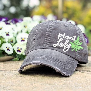 Women's Plant Lady Hat, Crazy Plant Lady Baseball Cap, Cute Gardening Birthday Gift, Gardening Present, Plant Owner Lover Funny Pun Clothing image 1