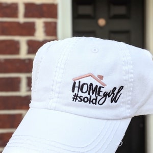 Home Girl #Sold Real Estate Agent Hat - Women&#39;s Distressed Baseball Cap, White More