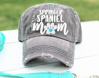 Women's springer spaniel dog mom or mama hat, embroidered springer spaniel baseball cap, gift present friend for her owner wife birthday