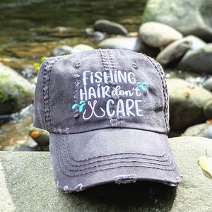 Women's Fishing Hat, fishing hat, fishing hat with hooks, fishing hair don't care hat, fishing clothing, fishing gift, fishing gear