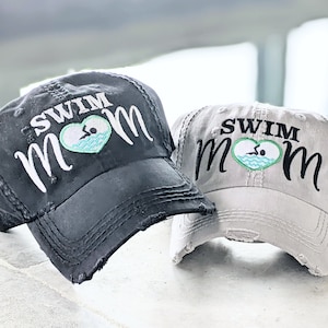 Swim mom hat, swim mom baseball cap, swimming hat, mom of swimmer, competitive swimming, high school swimming, college swimming, swim mom