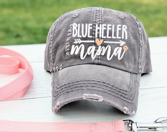 Women's blue heeler dog mama hat, australian cattledog blue heeler baseball cap, gift present for mom her owner wife friend sister fiancee