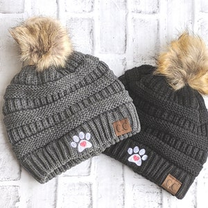 Women's Paw Print Beanie, dog beanie, dog christmas gift, dog stocking stuffer, hat with paw print, dog mom hat, dog mom gift, i love dogs image 1