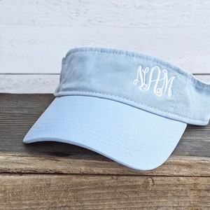 Monogrammed Visor, Women's Visor, Embroidered Visor, Visor with Monogram, Visor with Initials, Light Blue Visor, Baby Blue Visor, sun hat