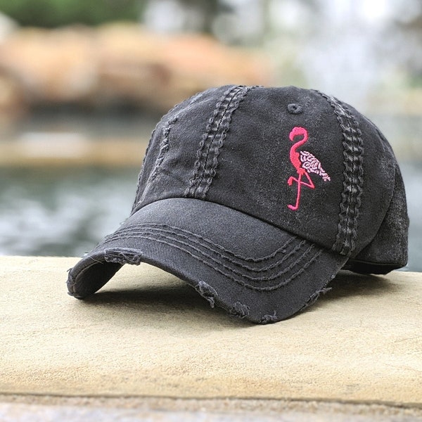 Women's Flamingo Hat, Embroidered Flamingo Baseball Cap, Cute Gift for Flamingo Lover Owner, Beach Trip Vacation, Present Mom Wife Friend