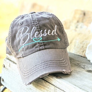 Women's Blessed Baseball Cap, Embroidered Cute Blessed Baseball Cap, Religious Jesus Christian Spiritual Clothing Present Gift Wife Friend image 1
