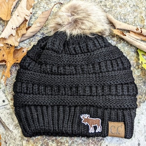 Moose beanie, moose fall hat, moose winter hat, camping winter hat, hiking winter hat, women's moose clothing, moose Christmas gift present