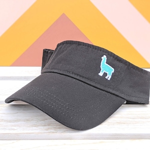 Llama alpaca visor hat cap, small tiny llama in corner, cute llama gift clothing present for mom owner farmer her wife daughter birthday