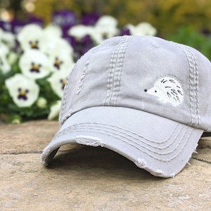 Women's embroidered hedgehog hat, custom baseball cap, cute small tiny corner hedgehog, gift present for owner lover wife mom friend
