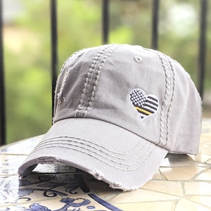 Women&#39;s Thin Gold Line Embroidered Hat: 911 Dispatcher Baseball Cap Gift