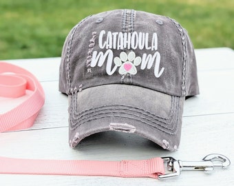Catahoula Dog Mom or Mama Hat Baseball Cap, Cute Embroidered Catahoula Leopard Dog Gift Clothing Present, Birthday for Her Owner Wife Friend