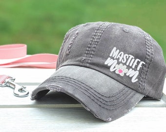 Women's Mastiff mom or mama dog hat, mastiff breed cute embroidered owner gift paw print baseball cap, birthday present gift wife sister