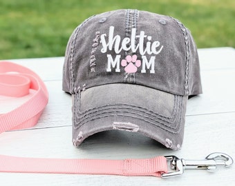 Women's sheltie dog mom hat, embroidered shetland sheepdog baseball cap, gift for owner wife girlfriend her
