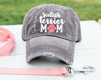 Women's scottish terrier dog mom hat, embroidered scottie dog baseball cap, cute gift clothing present owner wife girlfriend sister friend