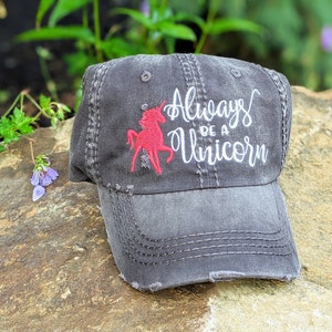 Women's Always Be a Unicorn Baseball Cap, Embroidered Unicorn Hat, Funny Cute Pun Adult Gift for Her Wife Mom Friend Sister, Cosplay Present image 1